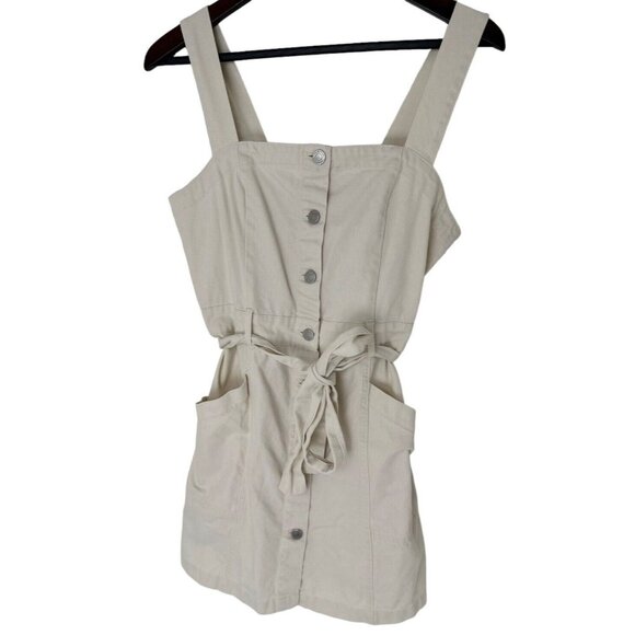 Habitual Denim Button Front Dress‎ Safari size M Straps Belted Smock MSRP $109 - Picture 1 of 5
